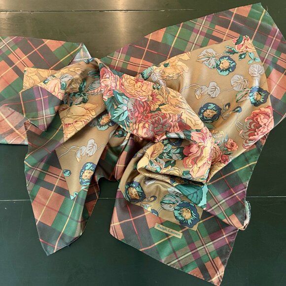 Vintage Ralph Lauren Floral Pattern 100% Silk Scarf Made in Japan 34" Vintage - Picture 8 of 12